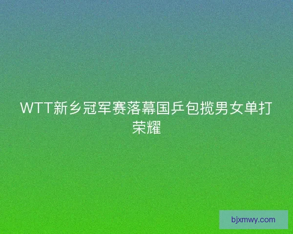 WTT新乡冠军赛落幕国乒包揽男女单打荣耀